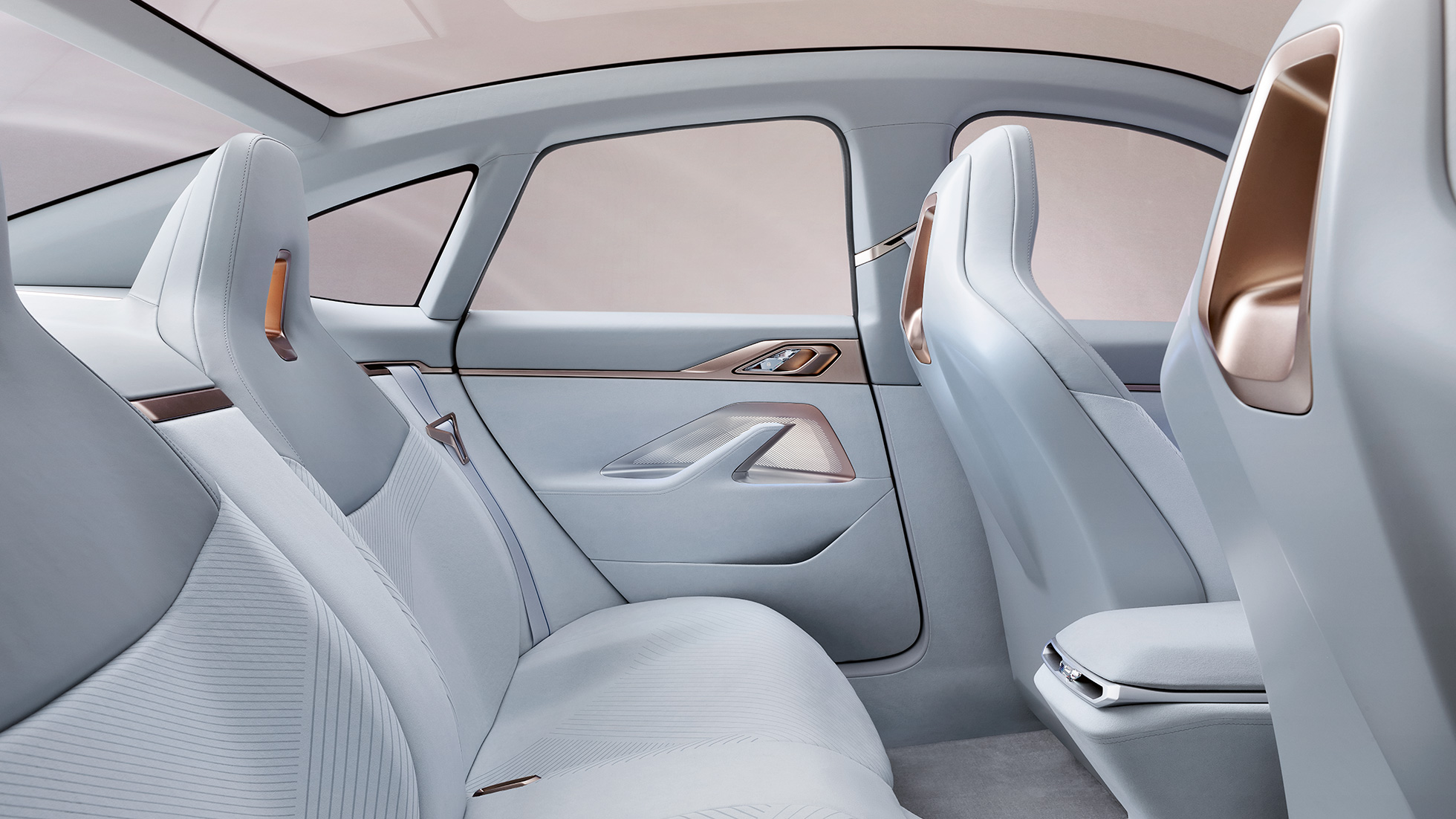 Interieur 4 BMW Concept i4 2020 G26 Interieur 4 BMW Concept i4 2020 G26 elektrische wagen volledig elektrische BMW Gran Coupé close-up deur met buitenspiegel