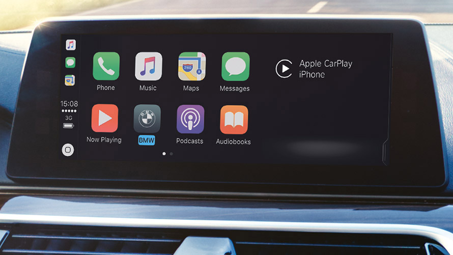 Apple CarPlay® Apple CarPlay® est affiché sur l'écran de la BMW.