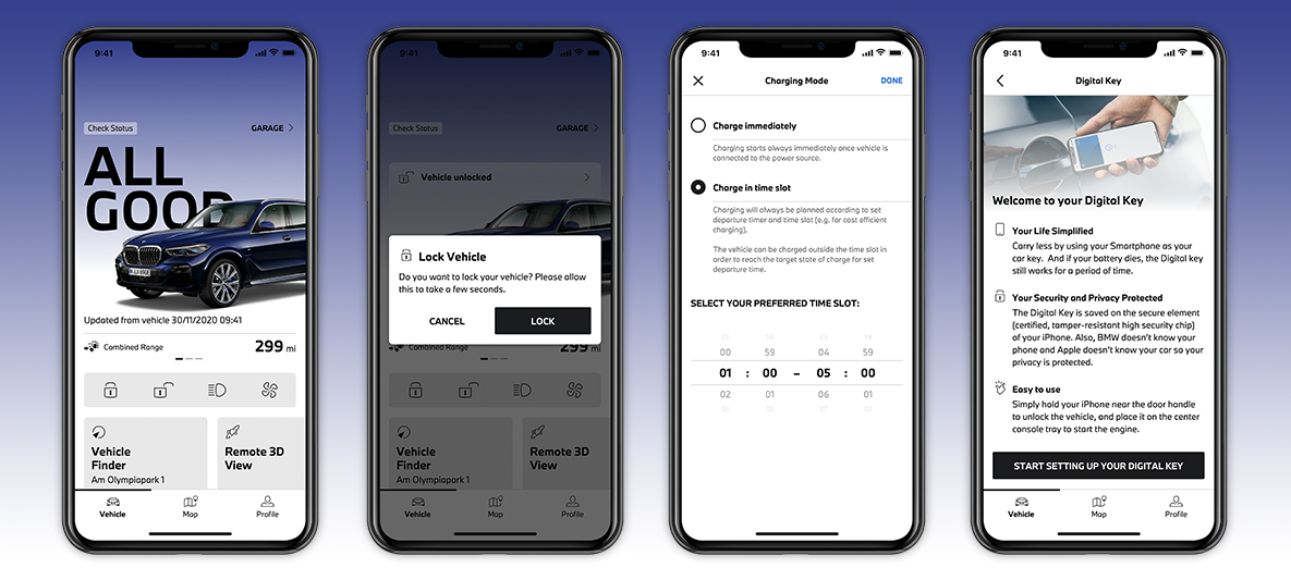 My BMW App contactloze toegang tot de wagen scherm smartphone My BMW App contactloze toegang tot de wagen scherm smartphone
