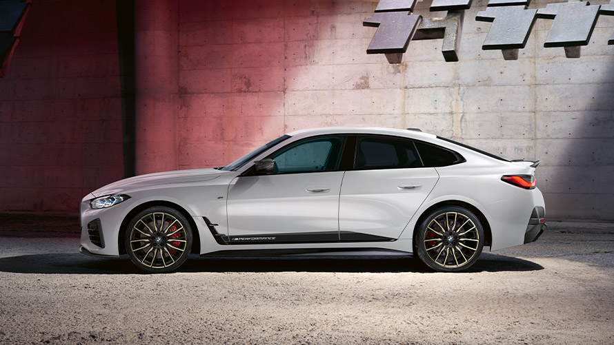 BMW 4 Reeks Gran Coupé G26 ICE zijaanzicht BMW M Performance Parts BMW 4 Reeks Gran Coupé G26 ICE zijaanzicht