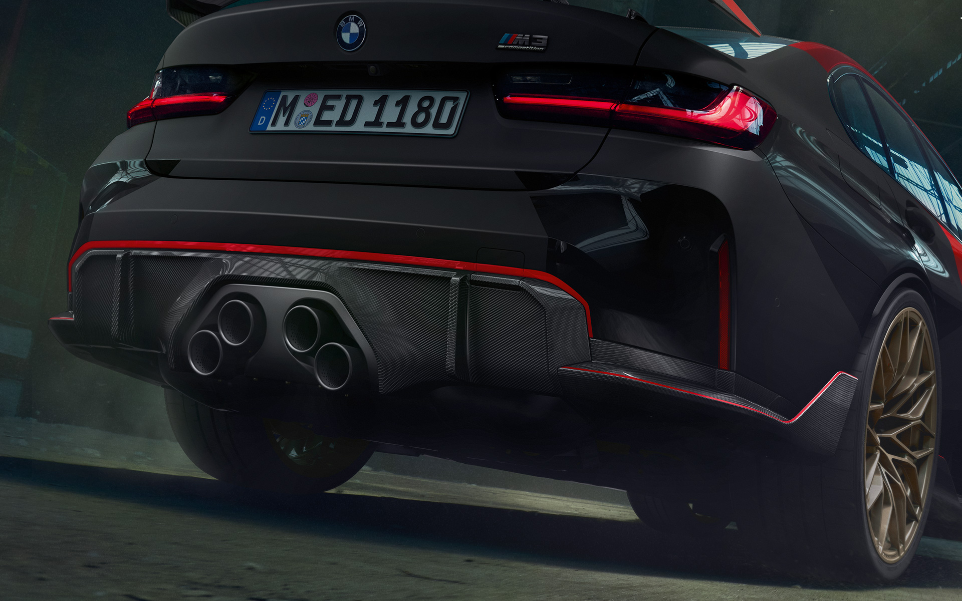 BMW M Performance Parts BMW M3 G80 driekwart achteraanzicht