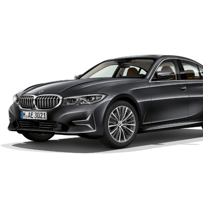 BMW Série 3 Berline, Modèle Luxury Vue de profil à l’arrêt de la BMW Série 3 Berline en Modèle Luxury.