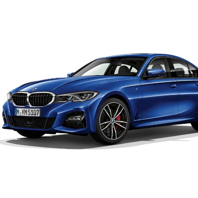 BMW 3 Reeks Berline, Model M Sport Zijaanzicht in stilstand van de BMW 3 Reeks Berline als model M Sport.